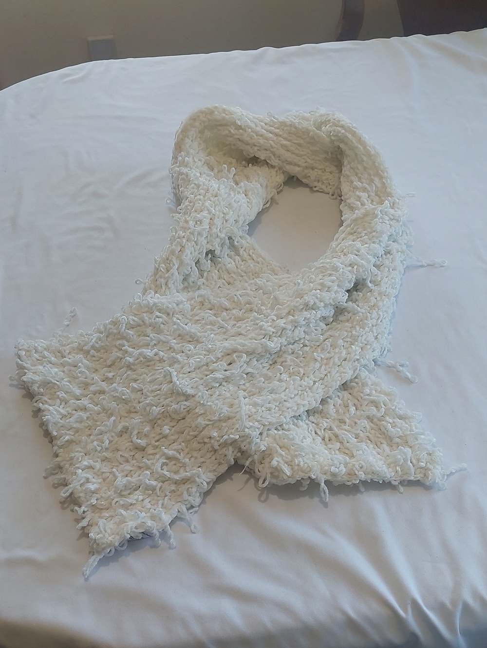 Cozy Cream Loop Knit Scarf. 60" By 10"